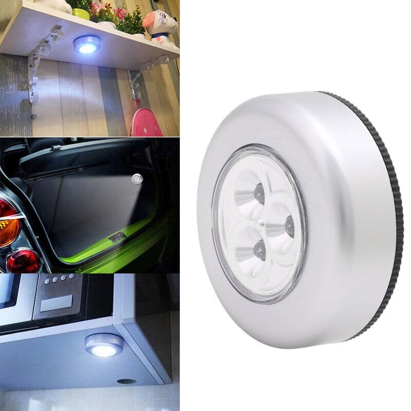 3 LED Car Home Wall Camping Touch Push Lamp Battery Powered Night Light ...