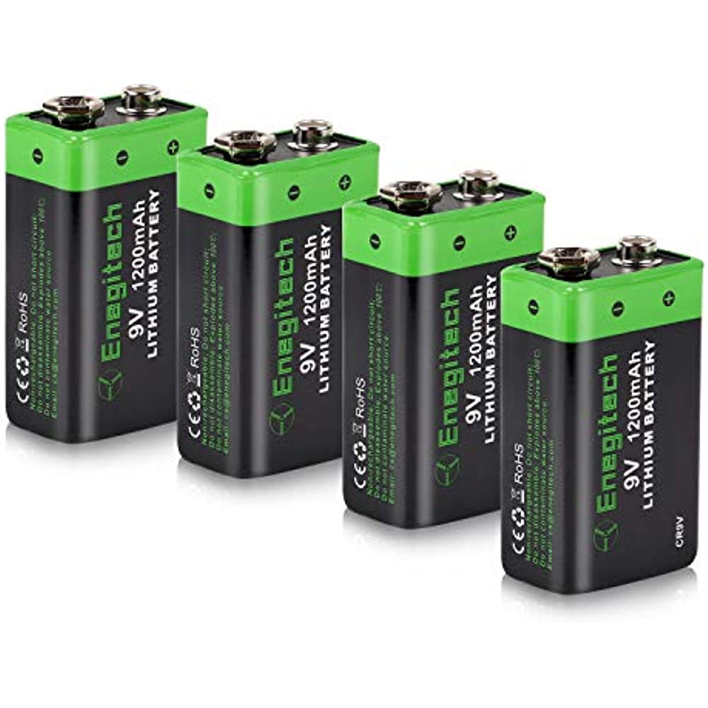 9V Lithium Battery, 4 Pack 1200mAh Non