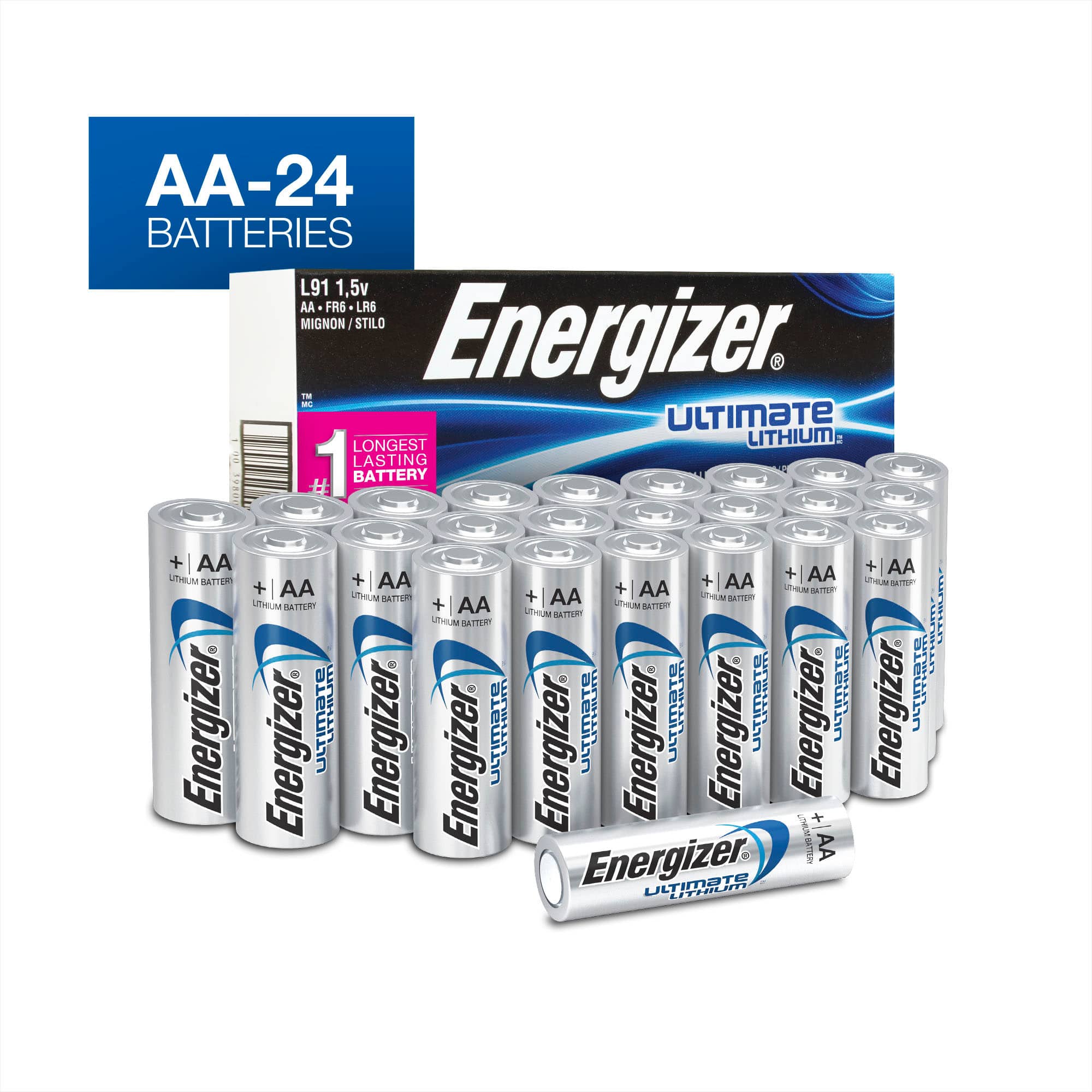 Energizer Ultimate Lithium AA Batteries, 24 Pack
