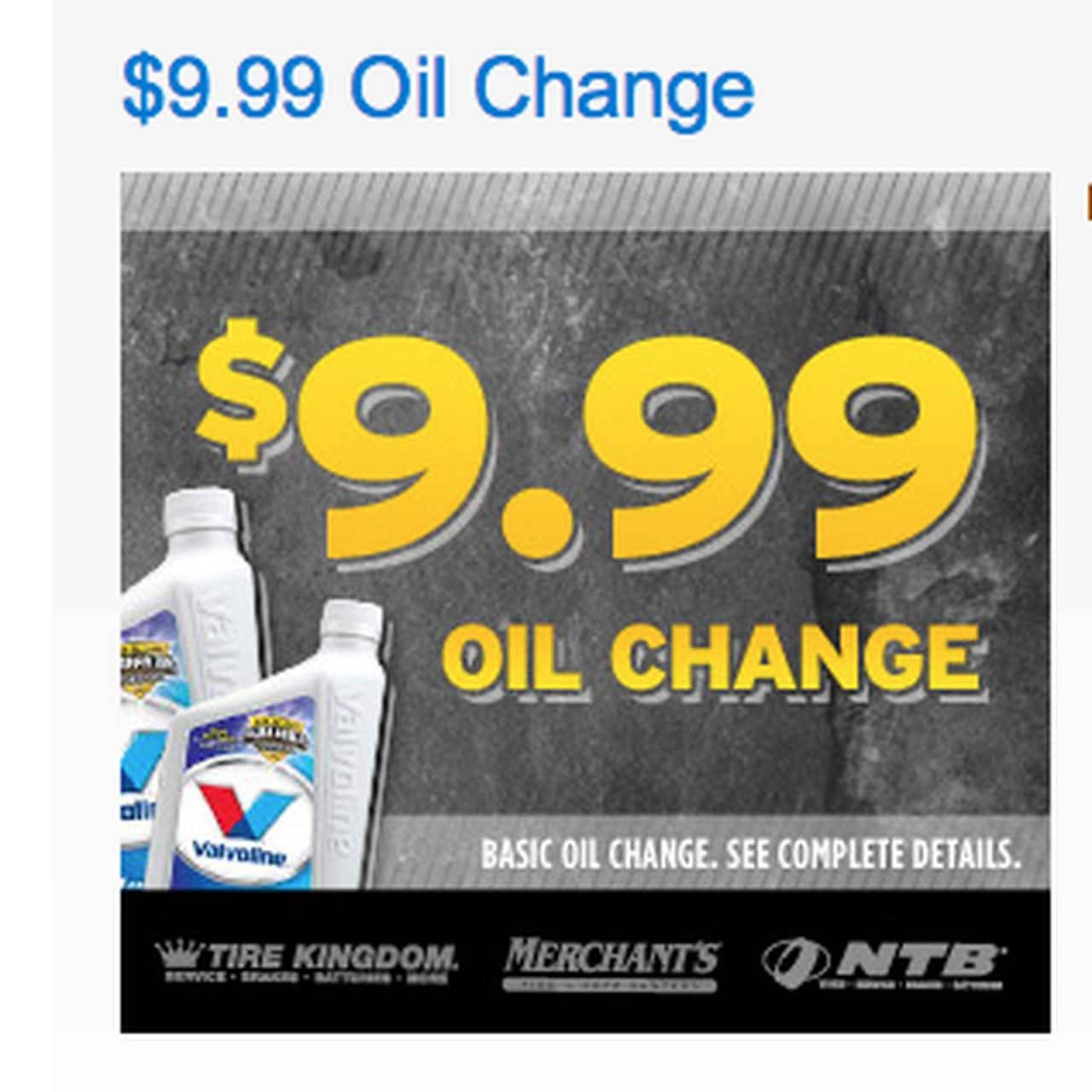 NTB Tires: $9.99 + $3 Disposal Fee Oil Change (With Coupon) Ends Sunday ...