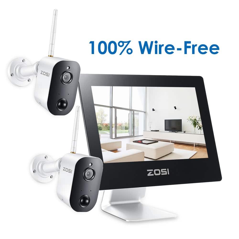 ZOSI 1080p Wire Free Surveillance System,2PCS Battery Powered Black ...